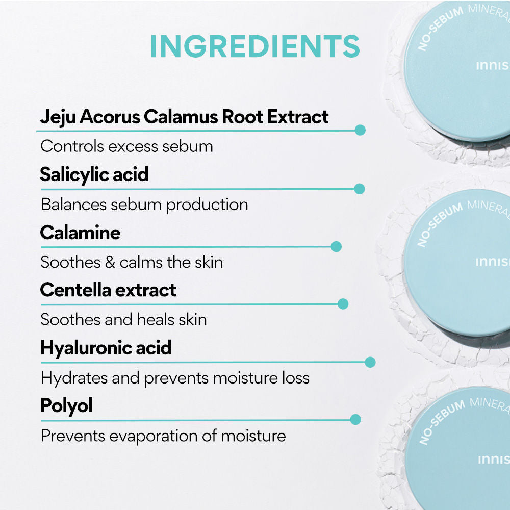 Innisfree No Sebum Mineral Powder For Oil Control, Makeup Fixer & Reduces Hair Greasiness