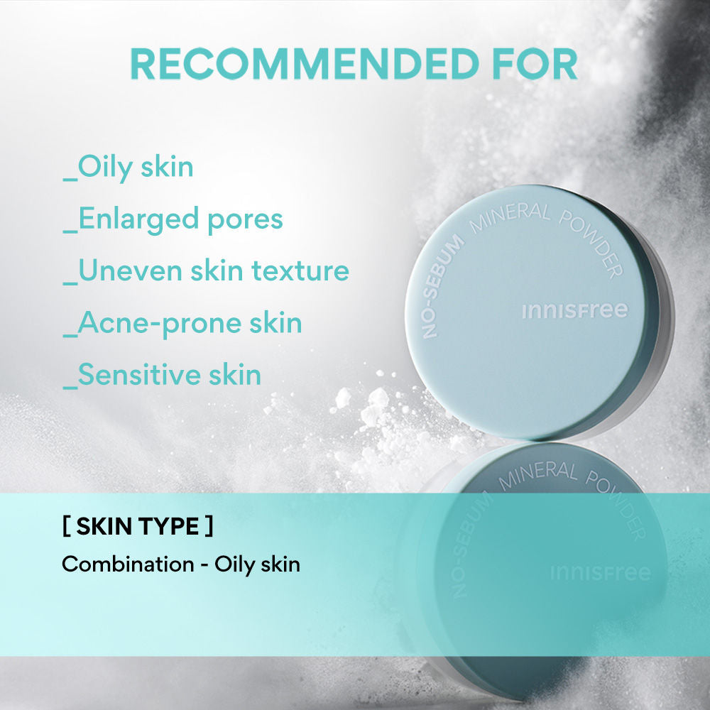 Innisfree No Sebum Mineral Powder For Oil Control, Makeup Fixer & Reduces Hair Greasiness