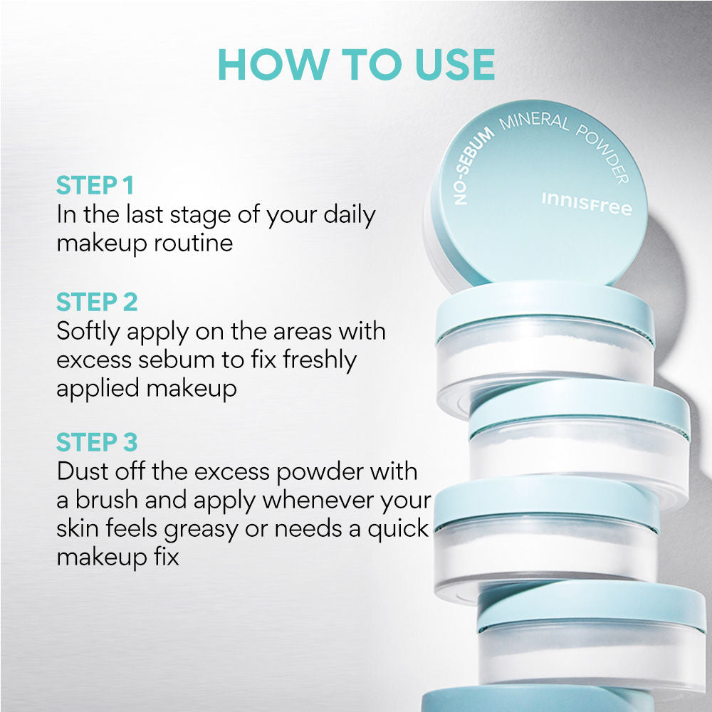 Innisfree No Sebum Mineral Powder For Oil Control, Makeup Fixer & Reduces Hair Greasiness