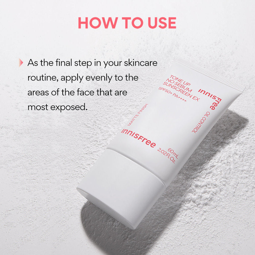 Innisfree Tone Up No Sebum Sunscreen EX SPF 50+ PA++++ For Oil Control - Matte Finish