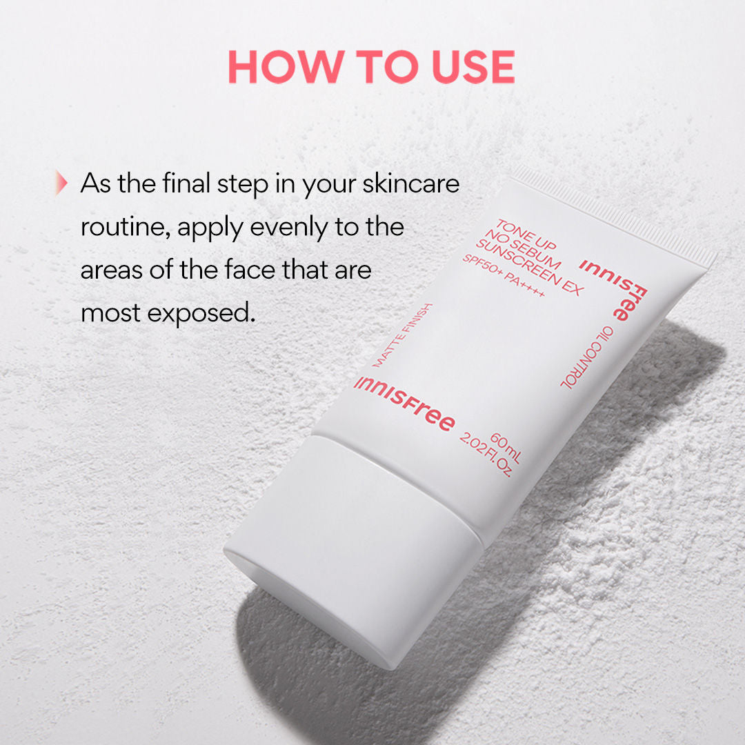Innisfree Tone Up No Sebum Sunscreen EX SPF 50+ PA++++ For Oil Control - Matte Finish