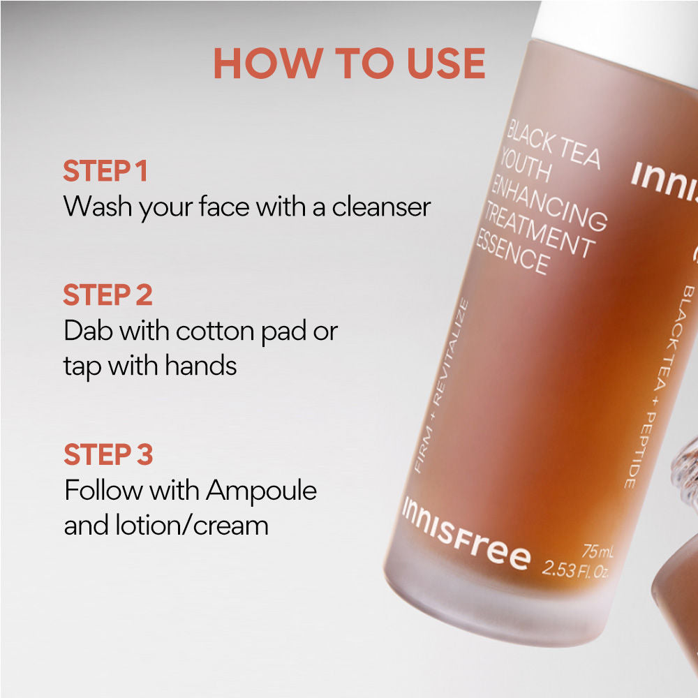 Innisfree Black Tea Youth Enhancing Treatment Essence For Anti-Wrinkle Effect - Evens Out Skin Tone