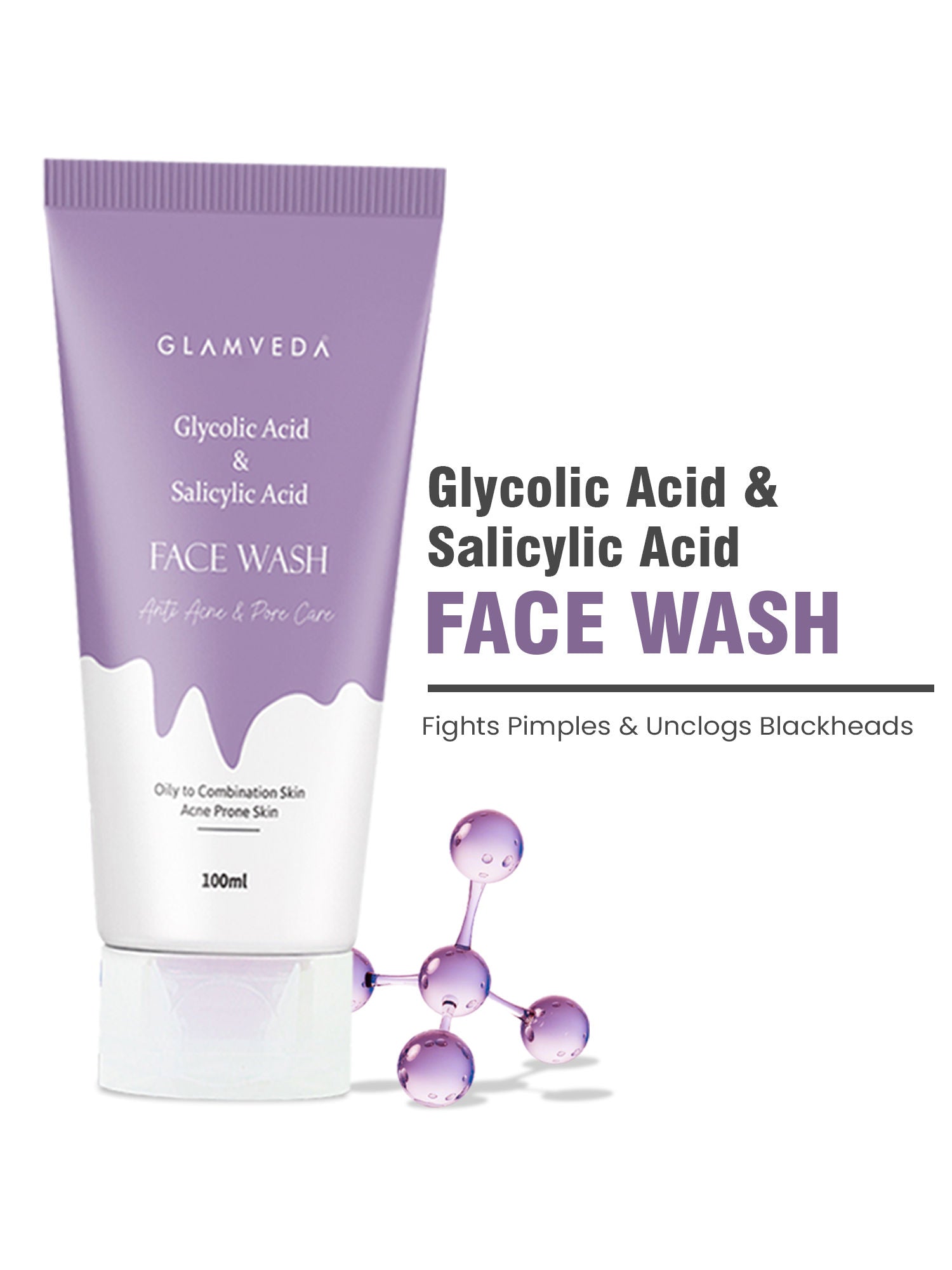 Glamveda Glycolic Acid & Salicylic Acid Anti Acne & Pore Care Face Wash