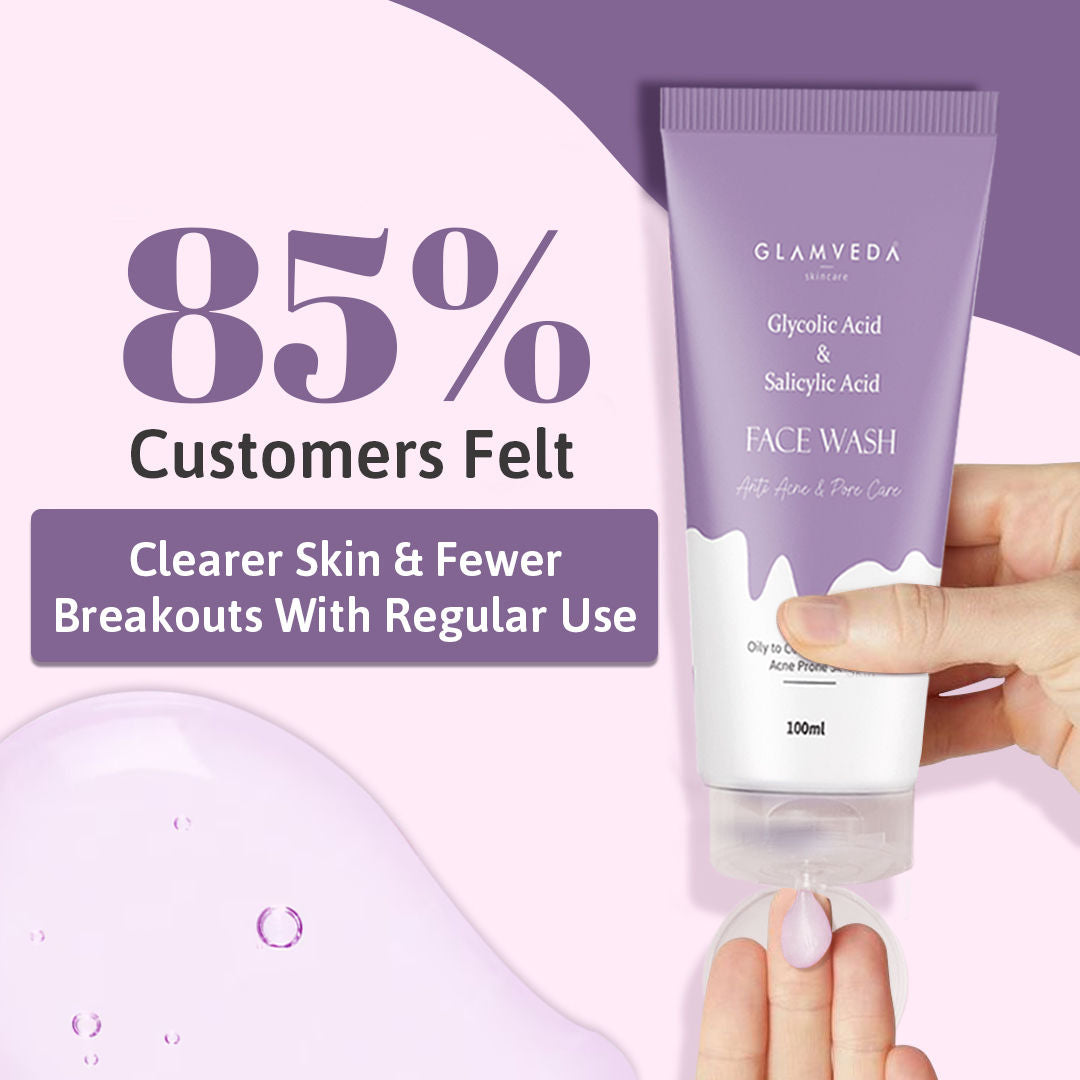 Glamveda Glycolic Acid & Salicylic Acid Anti Acne & Pore Care Face Wash