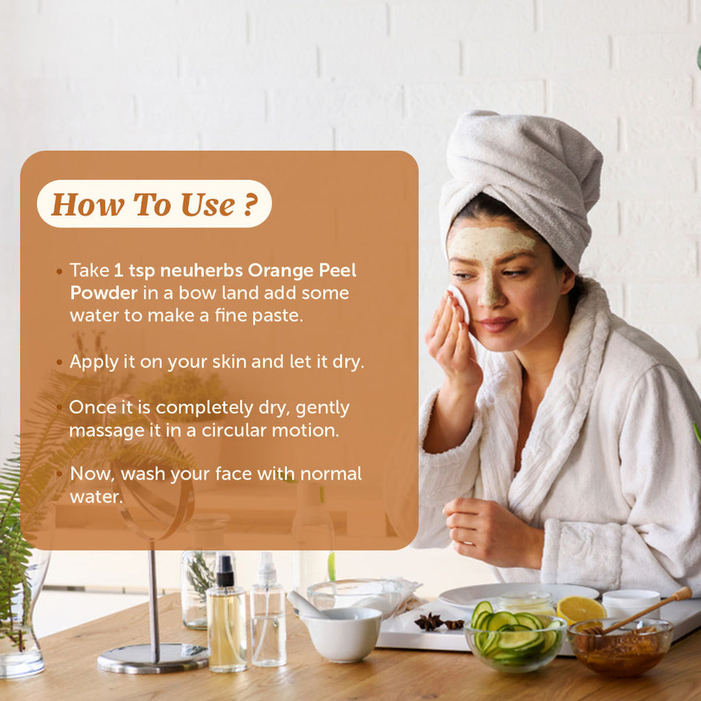 Neuherbs Orange Peel Powder to Improve Skin Tone with No Artificial Colour and Additives