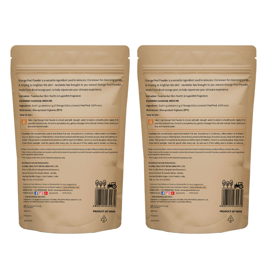Neuherbs Orange Peel Powder to Improve Skin Tone with No Artificial Colour and Additives
