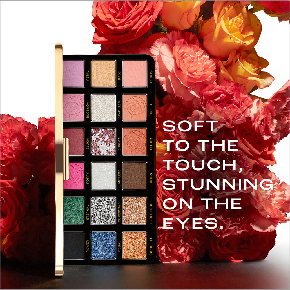 Lakme Rouge Bloom Eyeshadow Pro-Palette, 18 Shades For Infinite Looks, Infused With Rose Oil