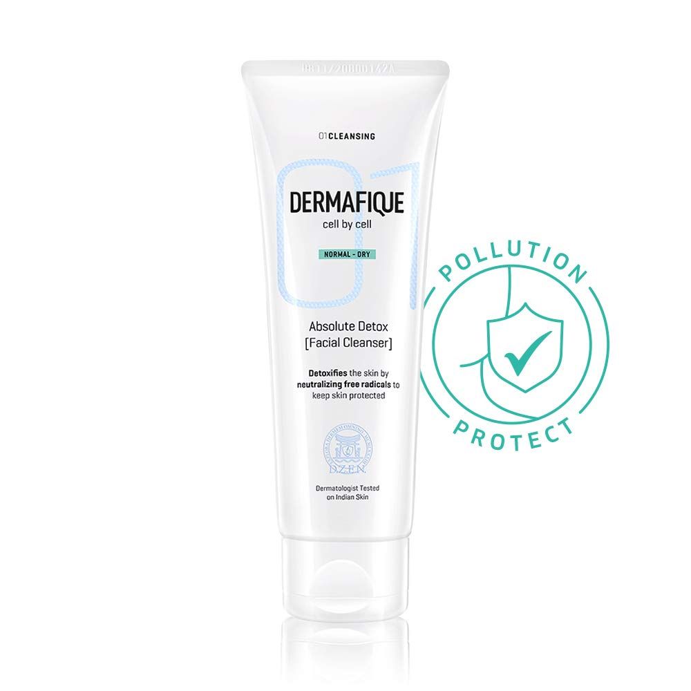 Dermafique Absolute Detox Facial Cleanser Exfoliating Face Wash With Vitamin E, Cleanses Pores