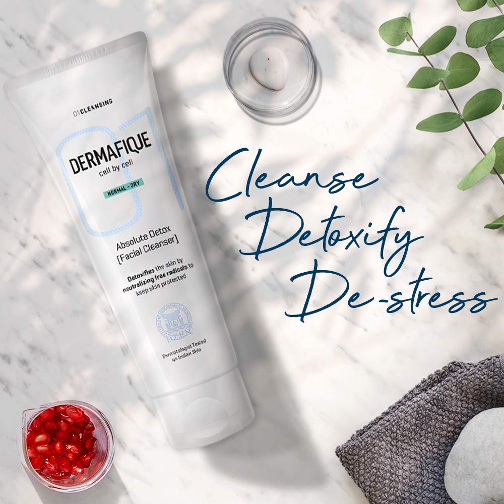 Dermafique Absolute Detox Facial Cleanser Exfoliating Face Wash With Vitamin E, Cleanses Pores
