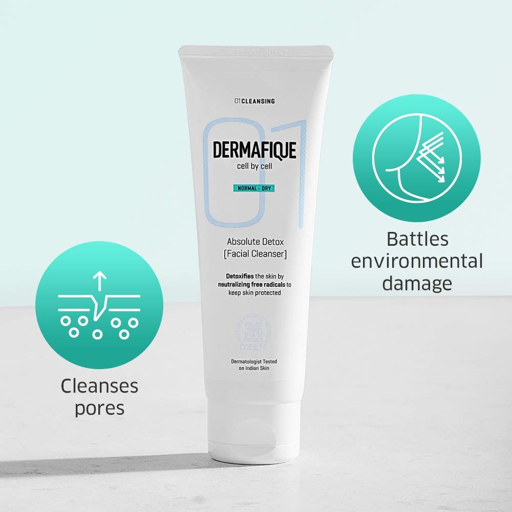 Dermafique Absolute Detox Facial Cleanser Exfoliating Face Wash With Vitamin E, Cleanses Pores