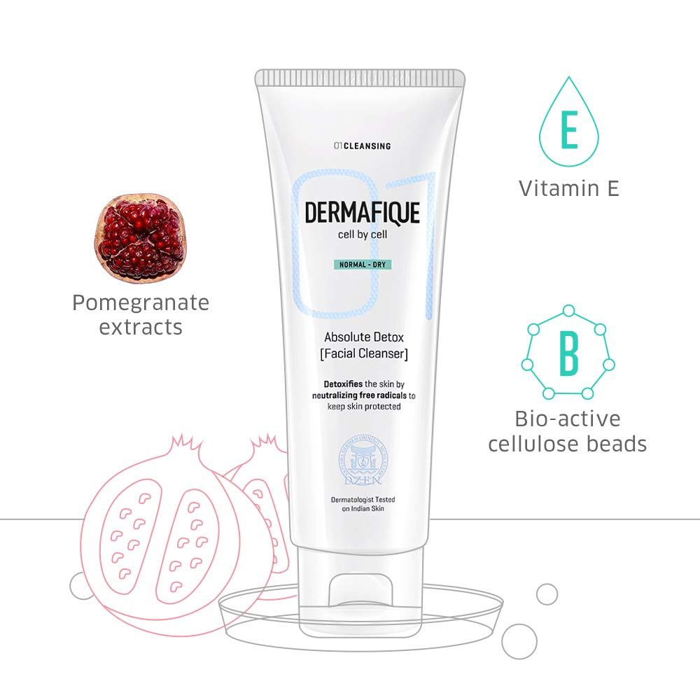 Dermafique Absolute Detox Facial Cleanser Exfoliating Face Wash With Vitamin E, Cleanses Pores