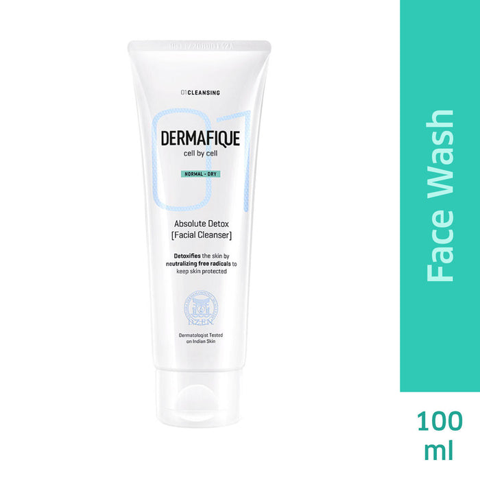 Dermafique Absolute Detox Facial Cleanser Exfoliating Face Wash With Vitamin E, Cleanses Pores