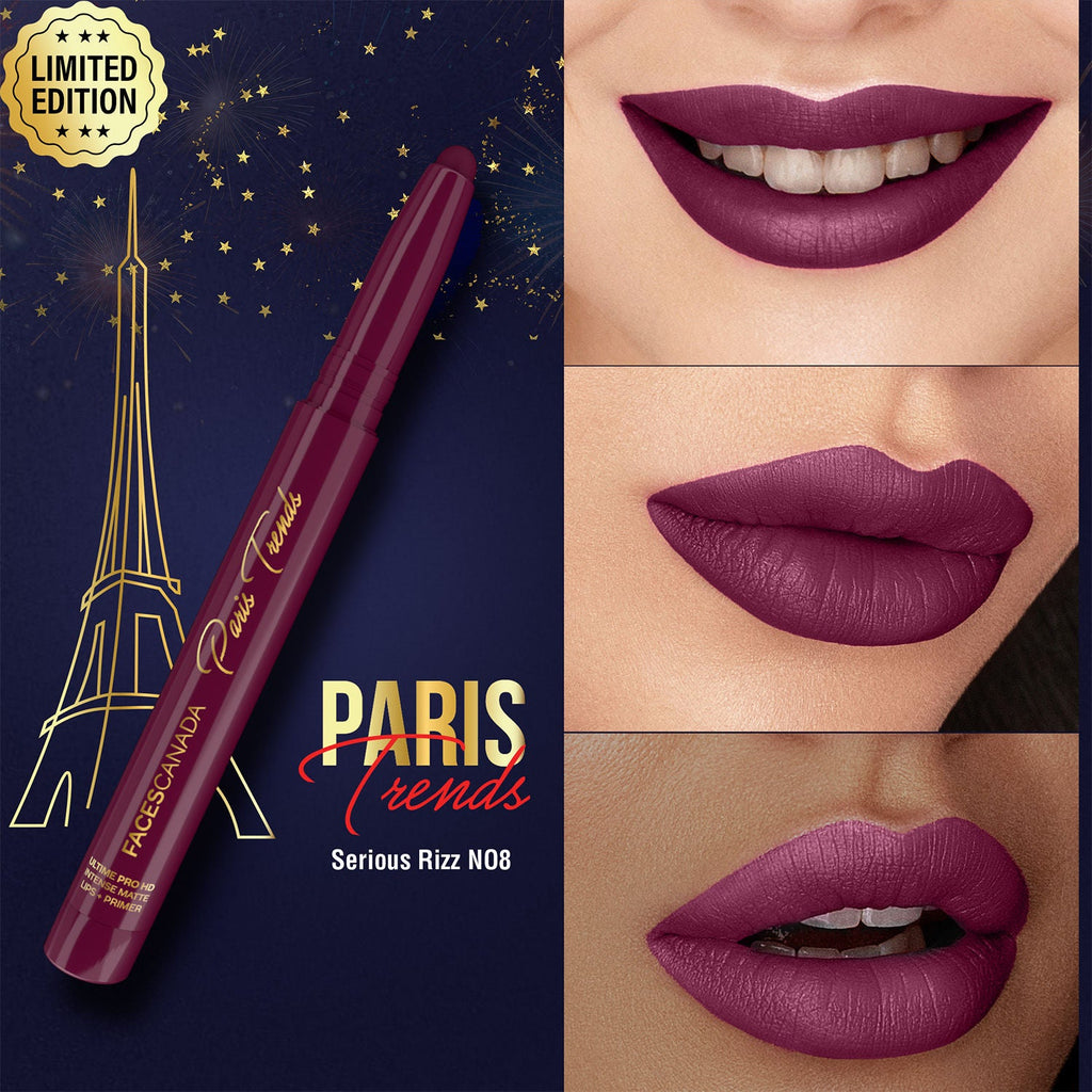 Faces Canada Ultime Pro HD Intense Matte Lips + Primer - Serious Rizz N08, 9HR Long Stay