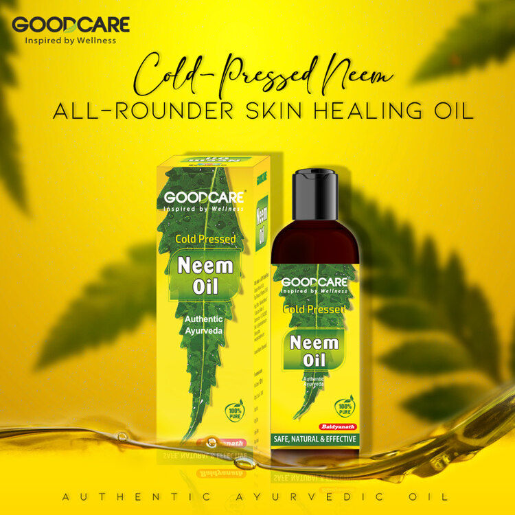 GOODCARE Ayurvedic Cold Pressed Neem Oil for dandruff, scalp acne and clear skin and hair care