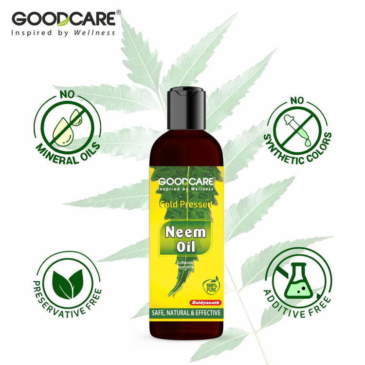 GOODCARE Ayurvedic Cold Pressed Neem Oil for dandruff, scalp acne and clear skin and hair care
