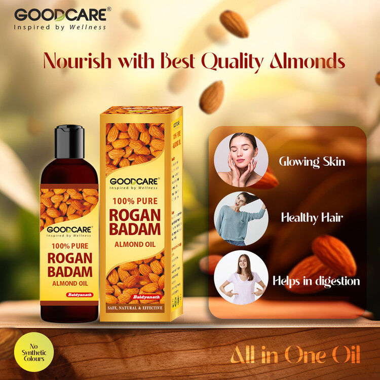 GOODCARE Rogan Badam Oil Pure Ayurvedic Almond Oil for Hair Growth and Glowing Skin