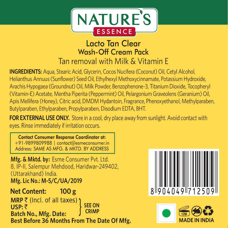 Nature's Essence Lacto Tan Clear Removes Tan