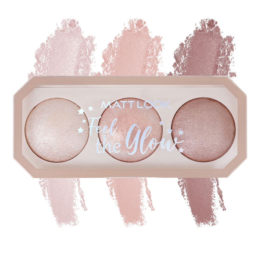 Matt look Feel The Glow Baked Shimmer Highlighter Trio Palette