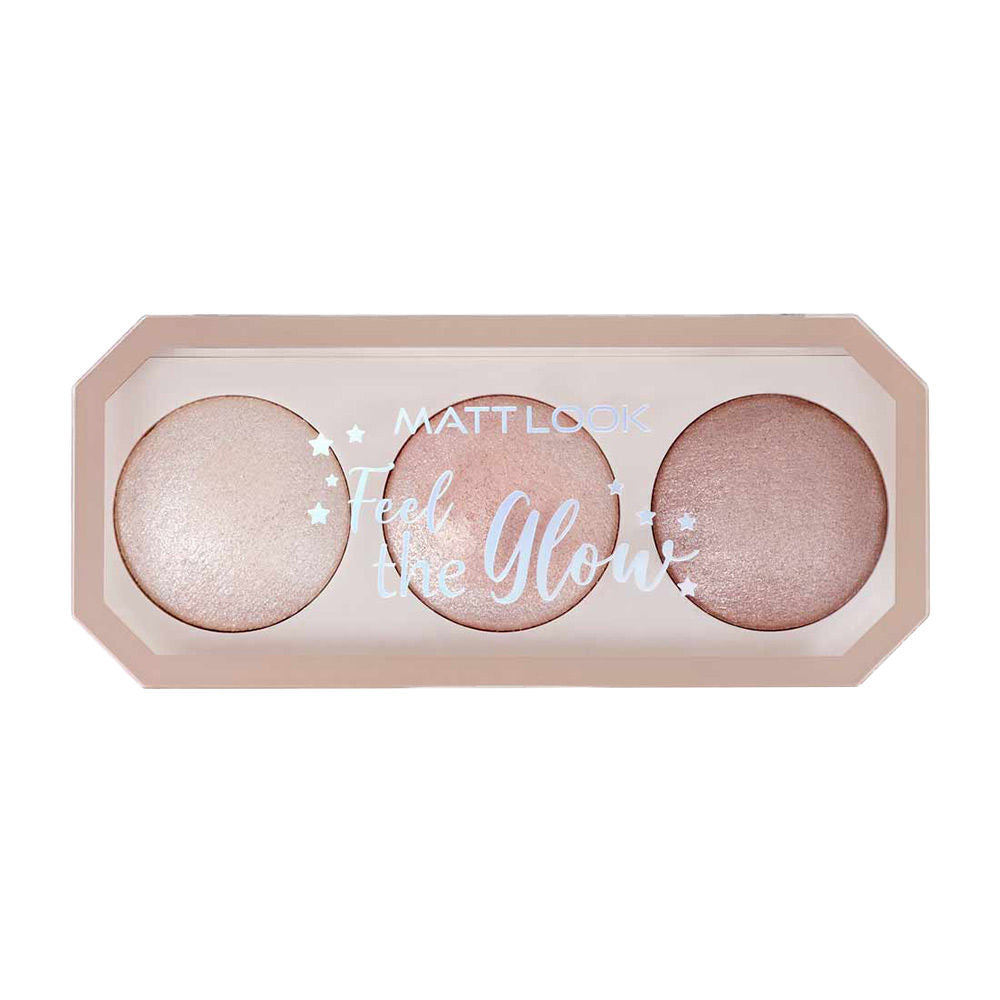 Matt look Feel The Glow Baked Shimmer Highlighter Trio Palette