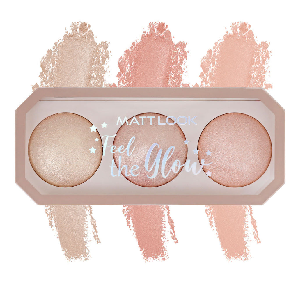 Matt look Feel The Glow Baked Shimmer Highlighter Trio Palette