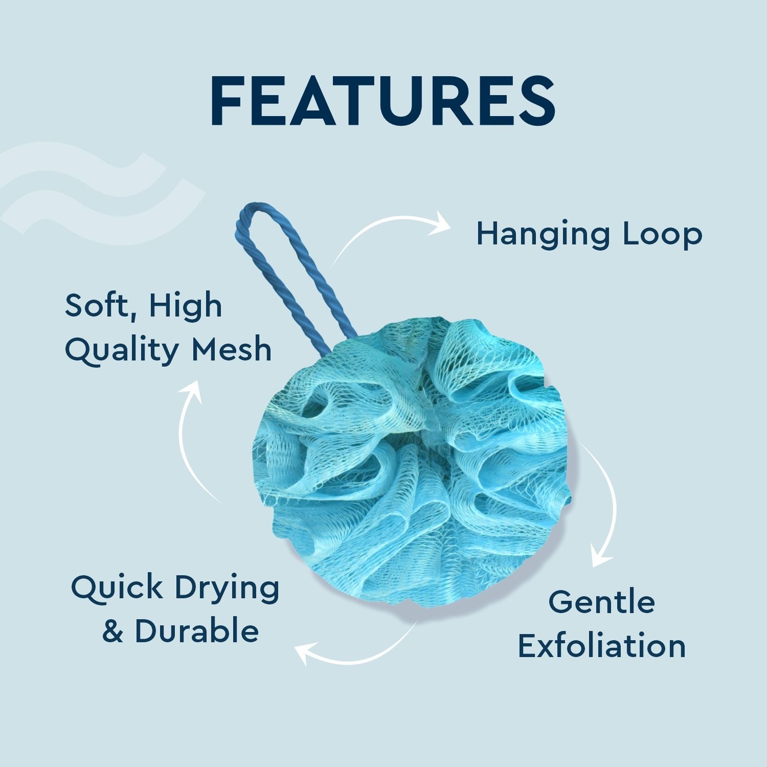 GUBB Luxe Gently Exfoliating Bath Sponge Round Loofah For Women & Men - Arctic