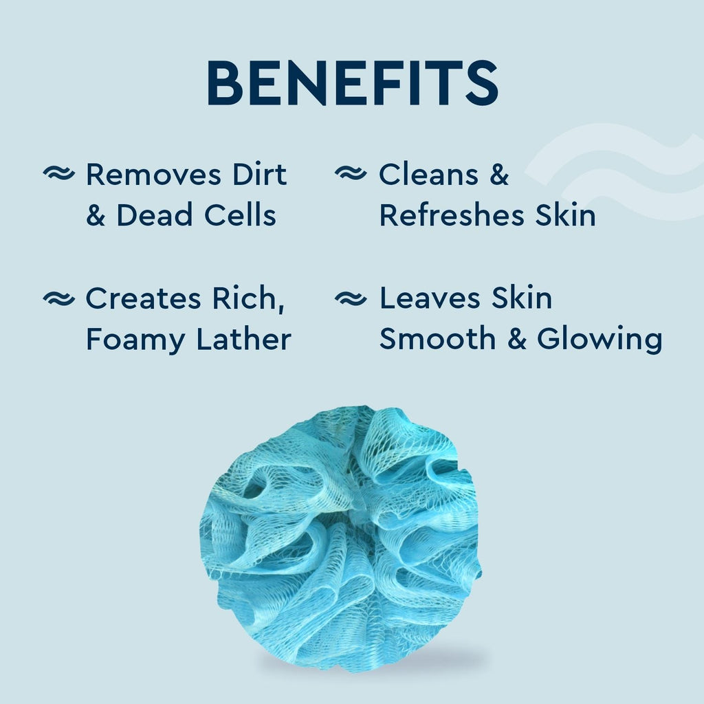GUBB Luxe Gently Exfoliating Bath Sponge Round Loofah For Women & Men - Arctic