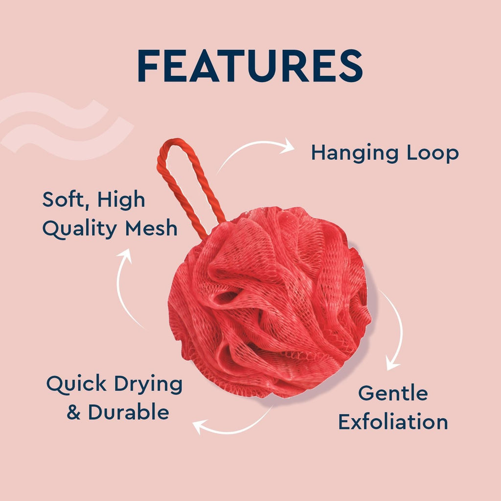 GUBB Luxe Bath Sponge Round Loofah For Women & Men - Coral