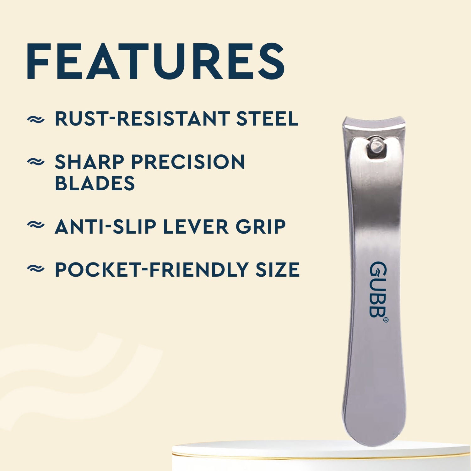 GUBB Curved Nail Clipper For Men & Women, Stainless Steel Nail Cutter
