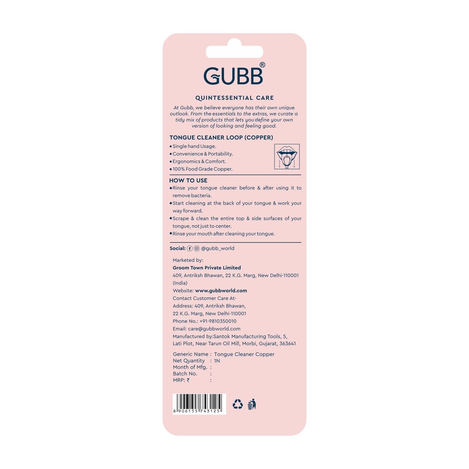 GUBB Copper Tongue Cleaner Loop
