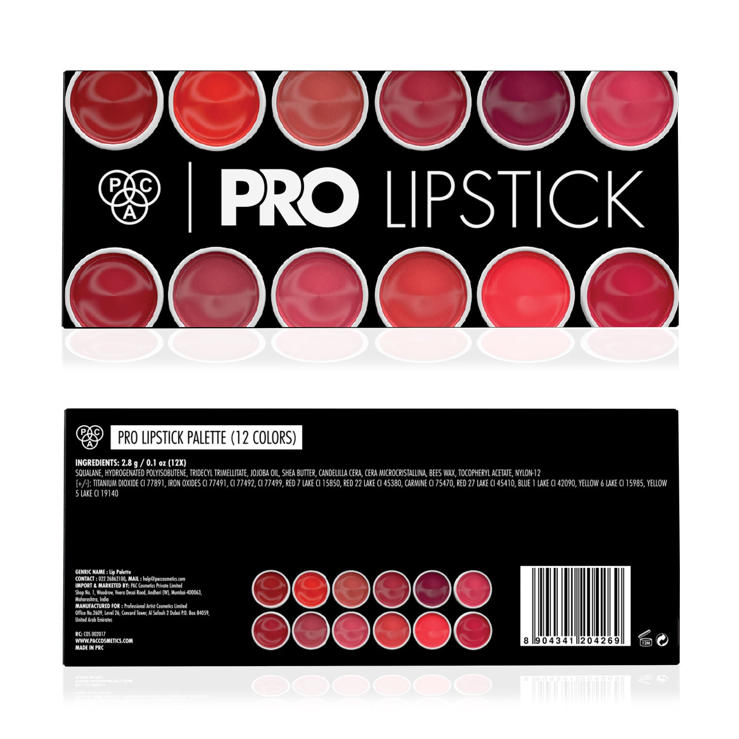 PAC Pro Lipstick Palette X12