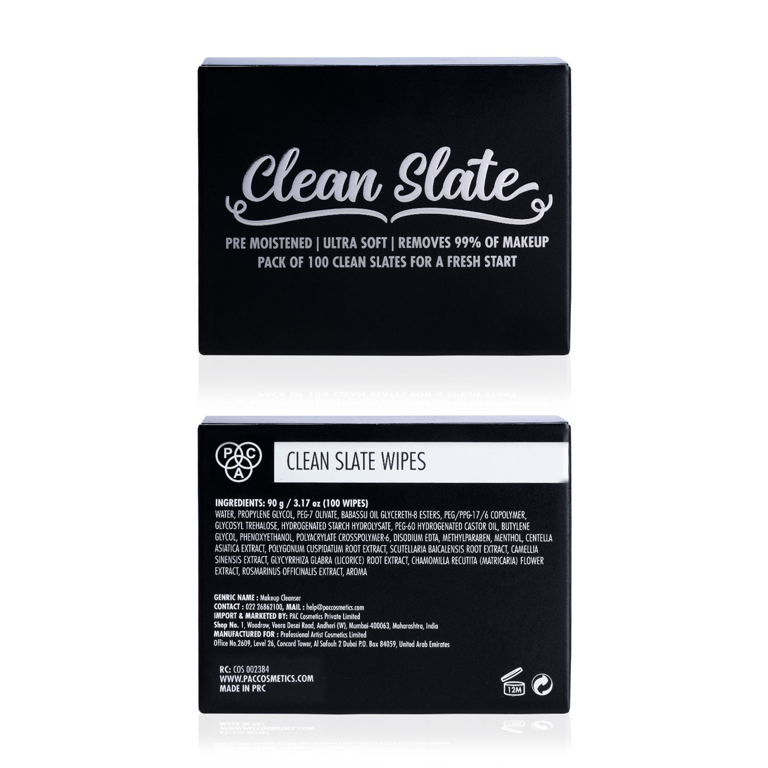 PAC Clean Slate Wipes 100 Wipes