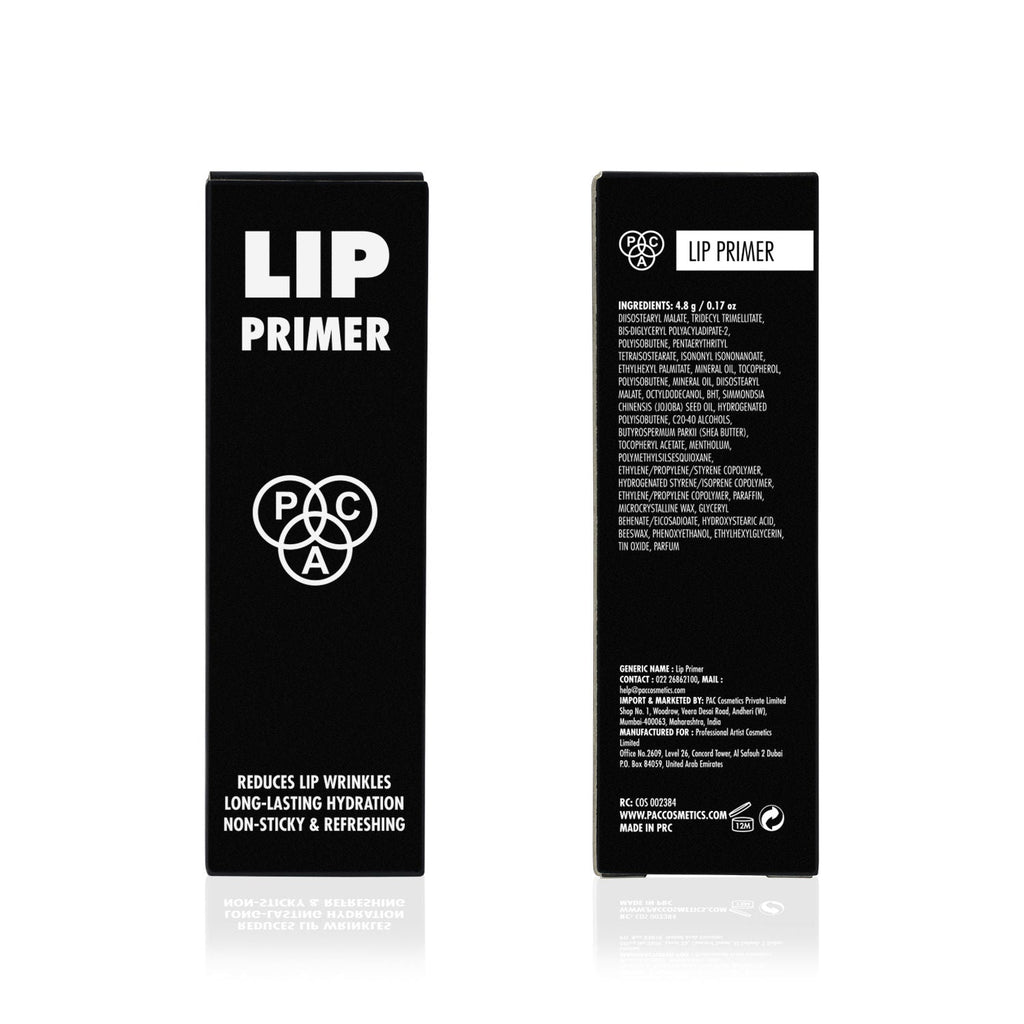 PAC Lip Primer - Infused with Jojoba Oil, Hydrates & Locks Moisture, Prevents Fading, Transparent
