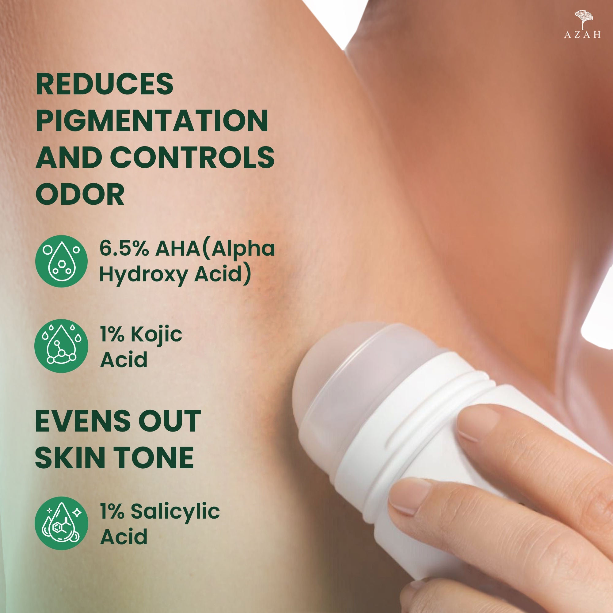 Azah Fresh Start Premium 6.5% Aha Underarm Roll-On