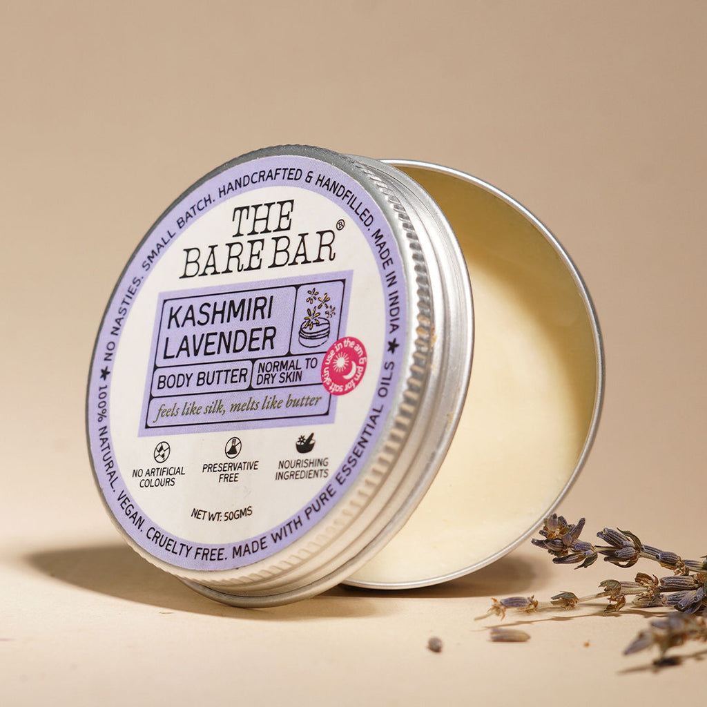 The Bare Bar Kashmiri Lavender Body Butter - Calming body cream with shea and mango butters