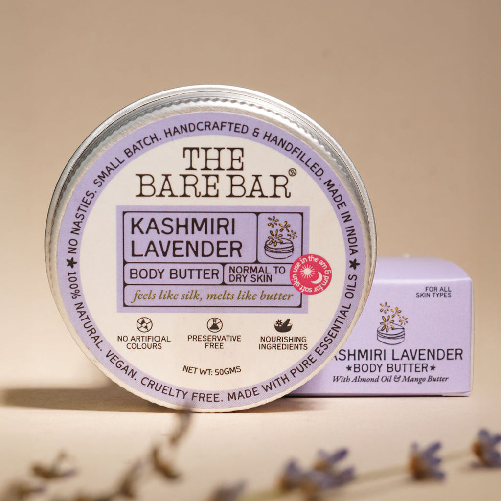 The Bare Bar Kashmiri Lavender Body Butter - Calming body cream with shea and mango butters