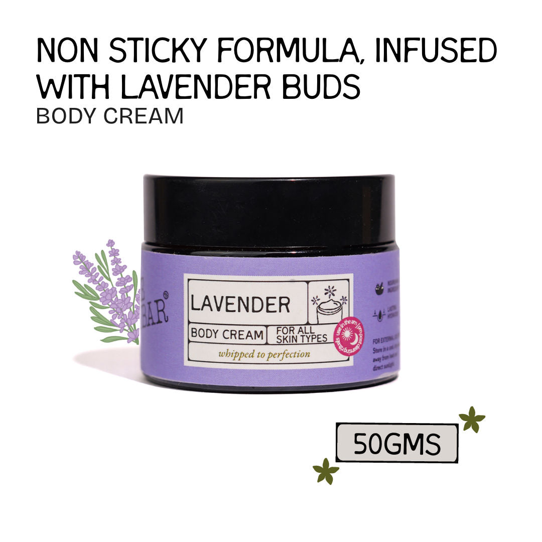 The Bare Bar Lavender Body Cream Floral Sweet Scent with Sandalwood & Lavender