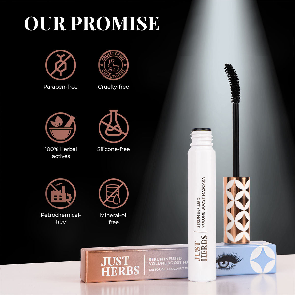 Just Herbs Serum Infused Volumizing Mascara - Deep Black