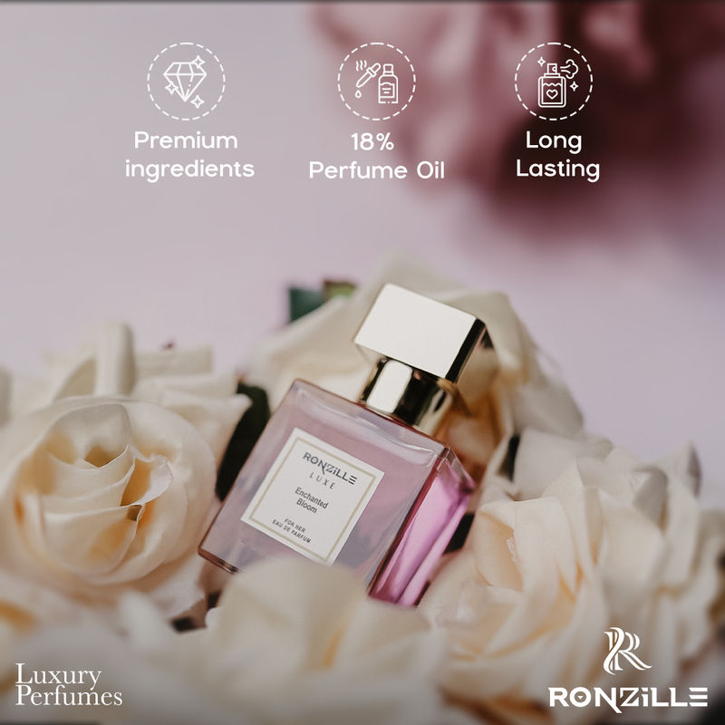 Ronzille Enchanted Bloom Eau de Parfum Fresh with Jasmine & Musk Long Lasting Perfume For Women