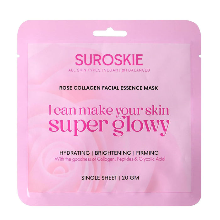 SUROSKIE Rose Collagen Facial Essence Mask With Collagen & Glycolic Acid