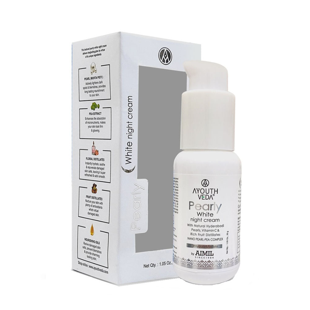 Ayouthveda Pearly White Night Cream with Pearl-Pea Complex to Reduce Spots & Fine Lines