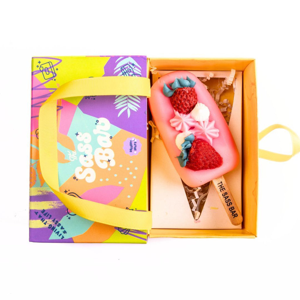 The Sass Bar Strawberries N' Cream Popsicle Soap
