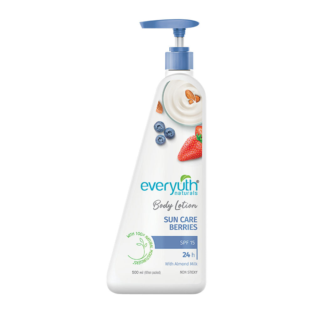 Everyuth Naturals Body Lotion - Sun Care Berries with Almond Milk, SPF 15, Non Sticky