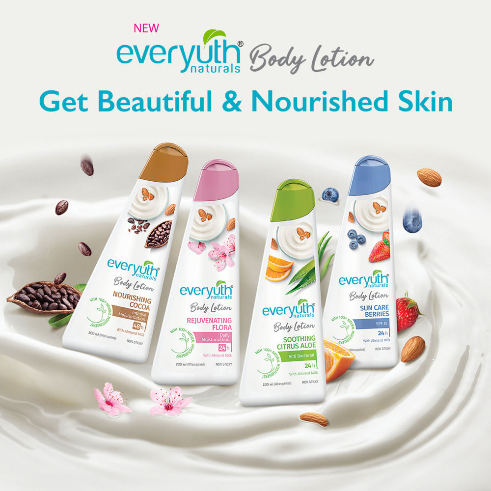 Everyuth Naturals Body Lotion - Sun Care Berries with Almond Milk, SPF 15, Non Sticky