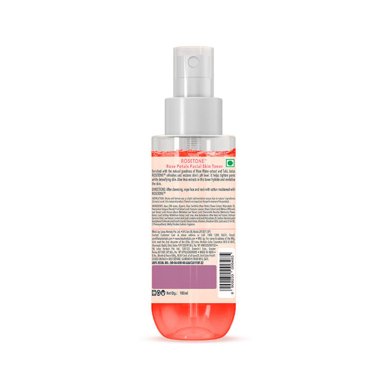 Lotus Herbals Rosetone Rose Petals Facial Skin Toner Hydrates & Moisturises Skin, Alcohol-Free