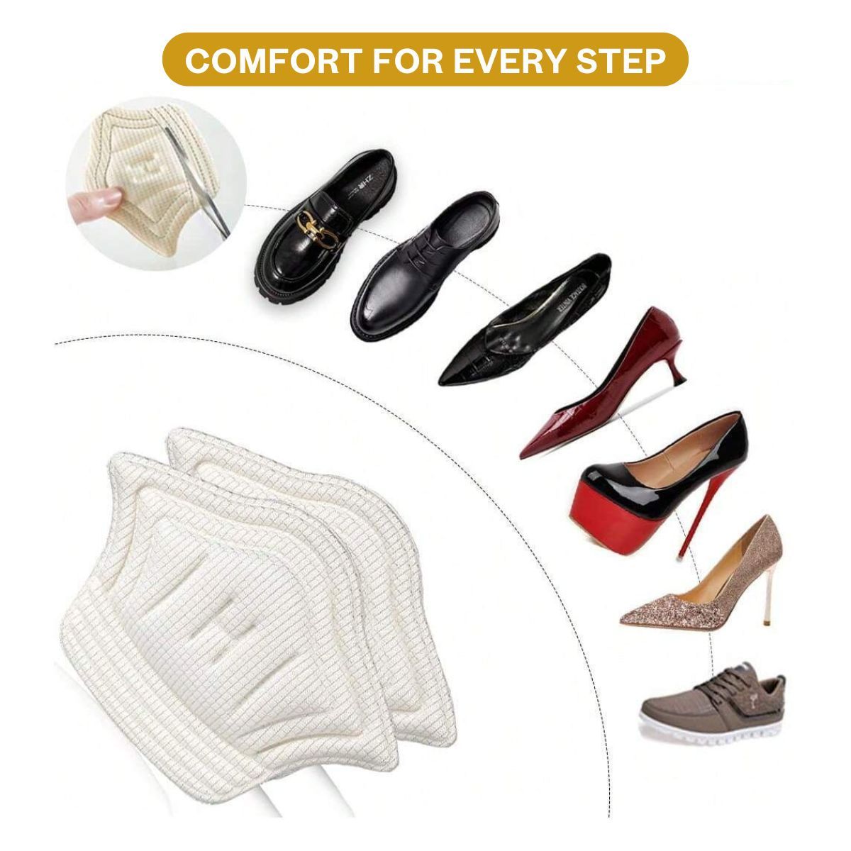 Matra Heel Liners 1 Pair Self Adhesive Shoe Bite Protector Cushion Foam Pads Inserts - Pentagon