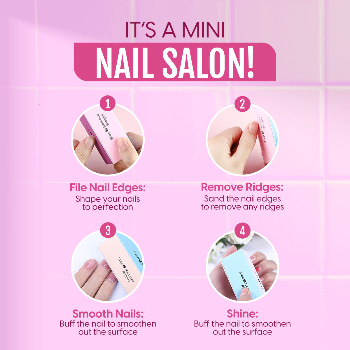 Matra 4 Way Nail Buffer Block with Filer, Shaper & Shiner for Manicure & Pedicure
