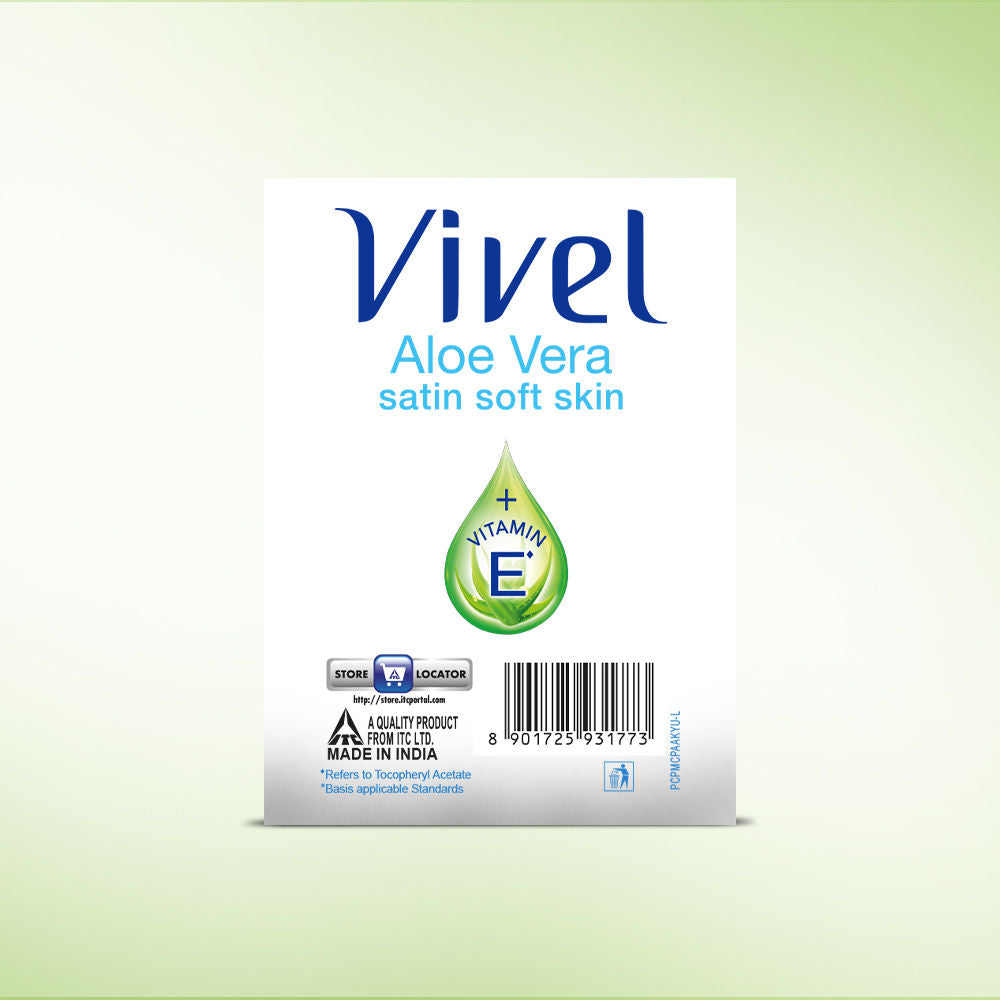 Vivel Aloe Vera Grade 1 Bathing Soap, Highest Soap Grade, 76% TFM, Vit E - 4 PCS
