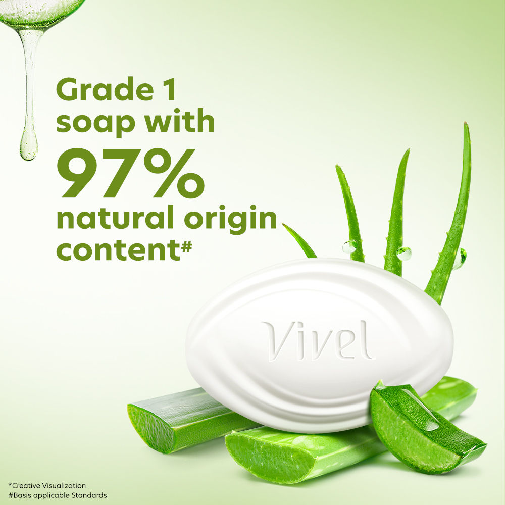 Vivel Aloe Vera Grade 1 Bathing Soap, Highest Soap Grade, 76% TFM, Vit E - 4 PCS
