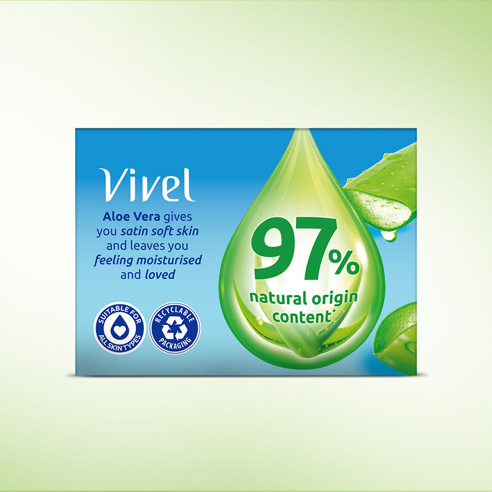 Vivel Aloe Vera Grade 1 Bathing Soap, Highest Soap Grade, 76% TFM, Vit E - 4 PCS