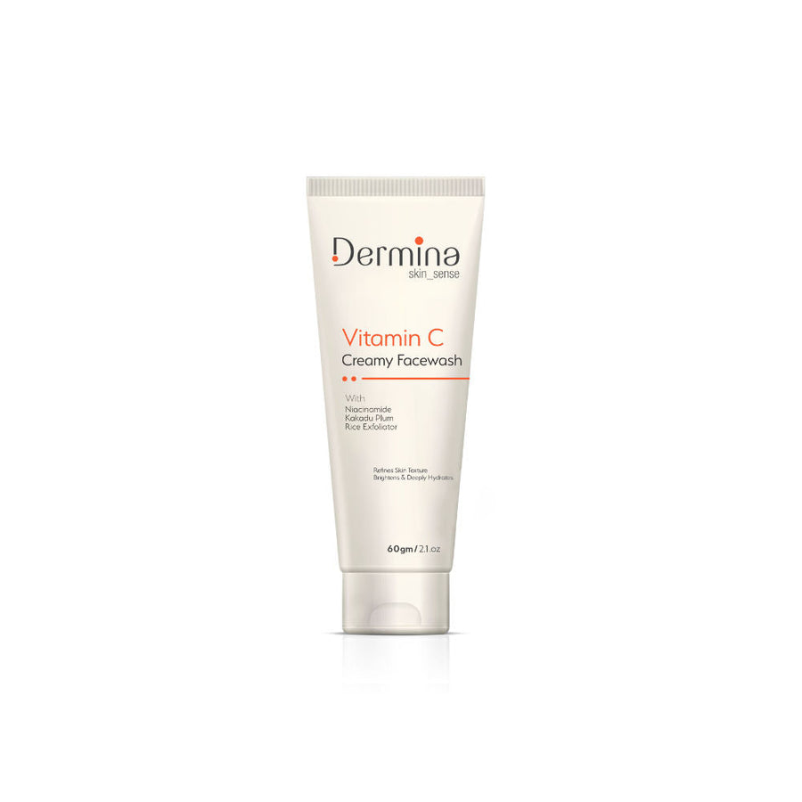 Dermina Vitamin C Creamy Facewash with Niacinamide & Kakadu Plum for Bright Skin